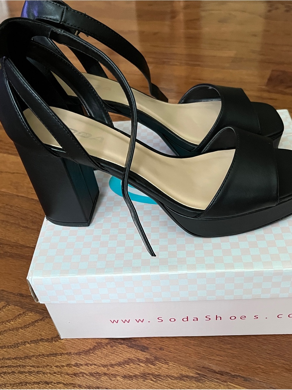 Soda Black Platform Block Heel Sandals - Strappy Women's Evening Shoes